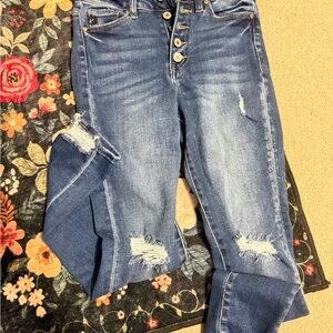 KanCan Blue Distressed Ankle Jeans